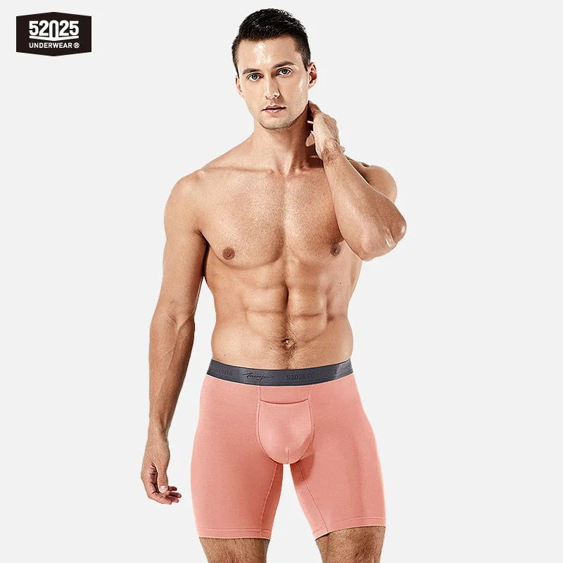 52025 Luxury Modal Boxer Briefs – 8" Inseam, Ultra-Soft & Seamless. Breathable, Long Men's Boxers for Comfort & Sexy Style