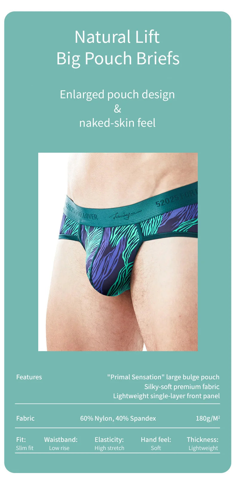 52025 Men's Big Pouch Briefs – Ultra-Soft, Cooling, and Supportive. Silky-Smooth Briefs for All-Day Comfort and Confidence