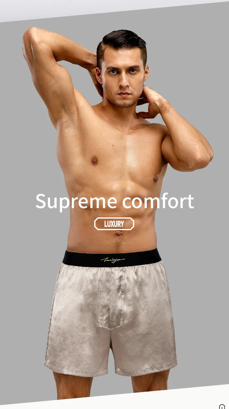 52025 Luxury Silk Men's Shorts Pure Mulberry Silk Lounge Shorts for Men Natural Silk Pajama Luxurious Feel Everyday Comfort