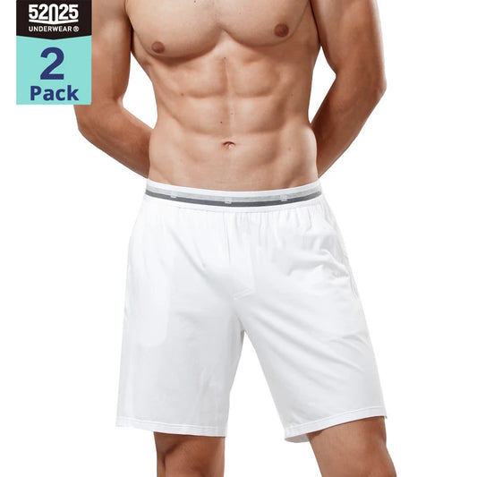 52025 Home Shorts 2-Pack Sleep Shorts Men Pyjama Shorts Cotton Modal Breathable Pajama Pants Comfortable Pajama Shorts PJ Pants