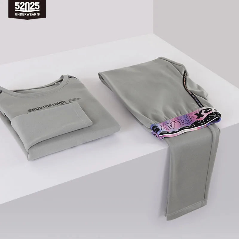 52025 Men Thickened Fleece-lined Thermal Underwear Cotton Viscose Base Layer Soft Warm Comfortable Long Johns Colorful Waistband