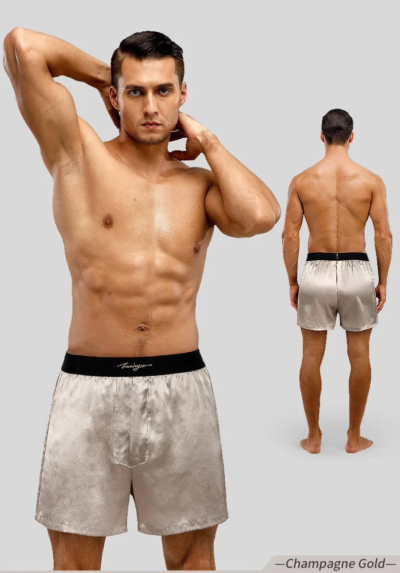 52025 Luxury Silk Men's Shorts Pure Mulberry Silk Lounge Shorts for Men Natural Silk Pajama Luxurious Feel Everyday Comfort